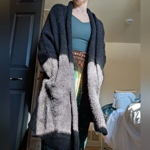 Dark Gray Oversized Open Front Cardigan